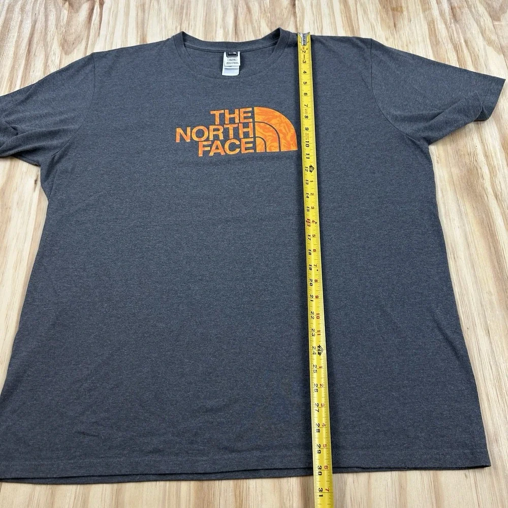 Vintage Y2K The North Face T Shirt 2XL Gray Mens Orange Big Logo Spellout Tee